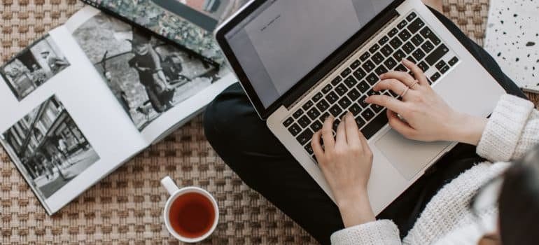A woman looking up job opportunities online