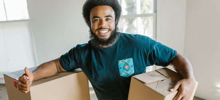 A mover with a couple of moving boxes