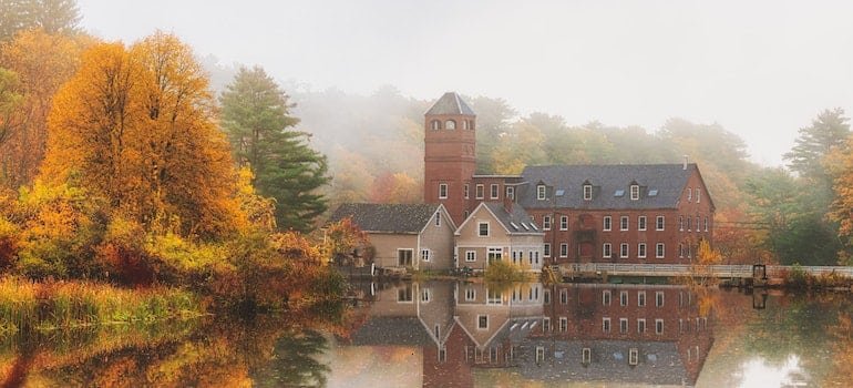 A house near the lake;
